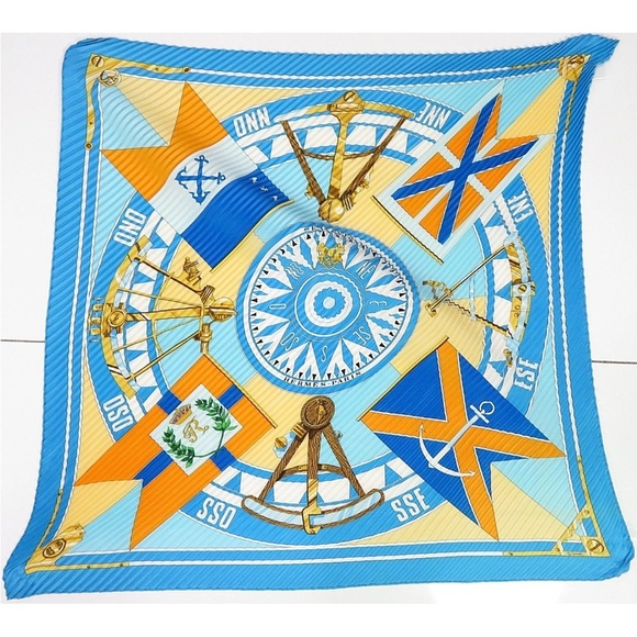 Hermes Blue and Gold Scarf - Picture 2 of 11